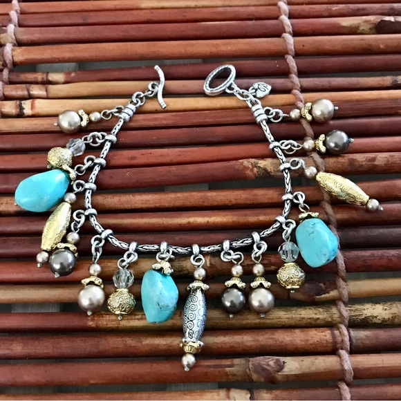 Brighton Elegant Turquoise and Silver Charm Bracelet - Picture 3 of 5
